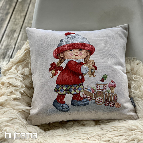 Vianočný gobelínový povlak HOLČIČKA S HRAČKOU