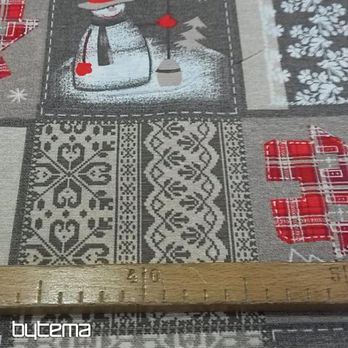 Vianočné dekoračné látka Snehuliak I