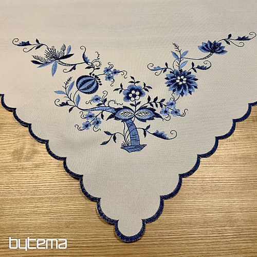 Vyšívané obrusy CIBULÁK MODRO-BIELÝ