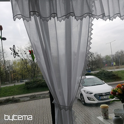 Hotová záclona - set: 2 ks závesy 1 ks volaný s čipkou
