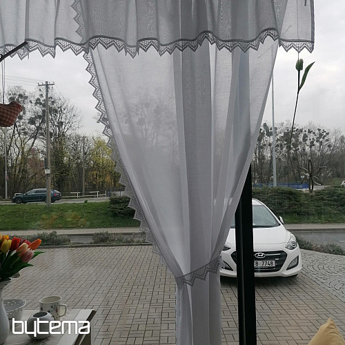 Hotová záclona - set: 2 ks závesy 1 ks volaný s čipkou