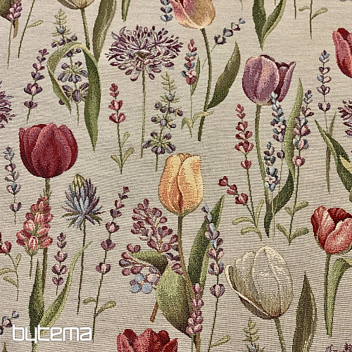 Gobelínový obrus, šál Jar-tulipány
