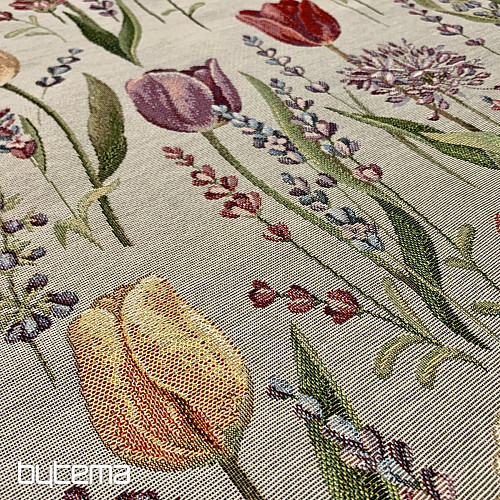 Gobelínový obrus, šál Jar-tulipány