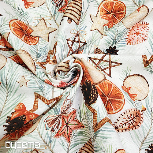 Vianočná dekoračná látka Sušené pomaranče