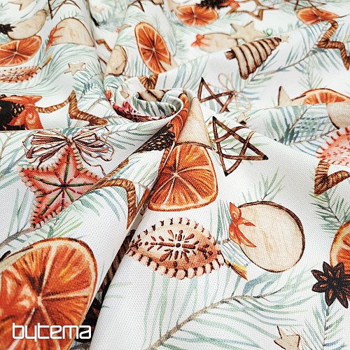 Vianočná dekoračná látka Sušené pomaranče