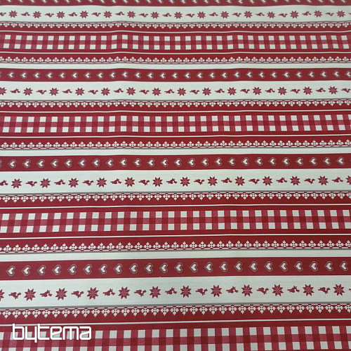 Vianočná dekoračná látka pruhy bordo