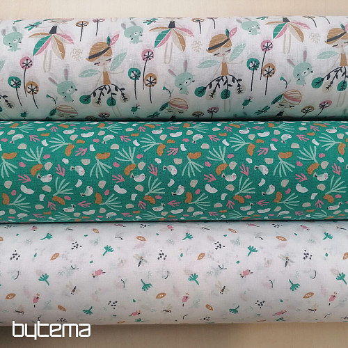 Bavlnená látka VTÁKY LIPO zelené