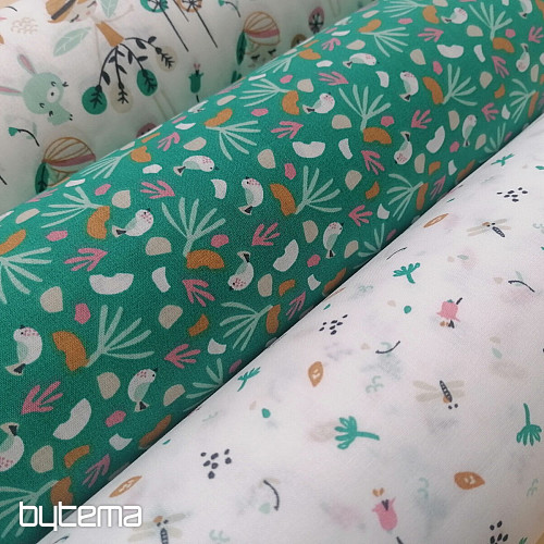 Bavlnená látka VTÁKY LIPO zelené