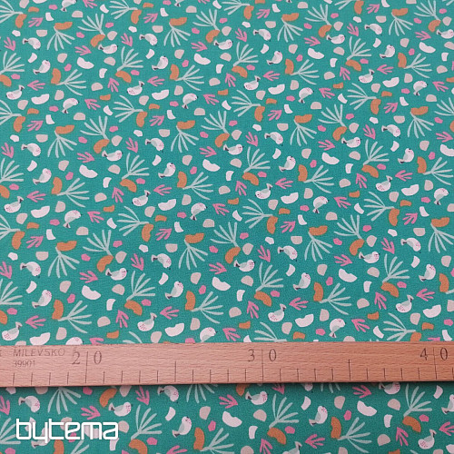 Bavlnená látka VTÁKY LIPO zelené
