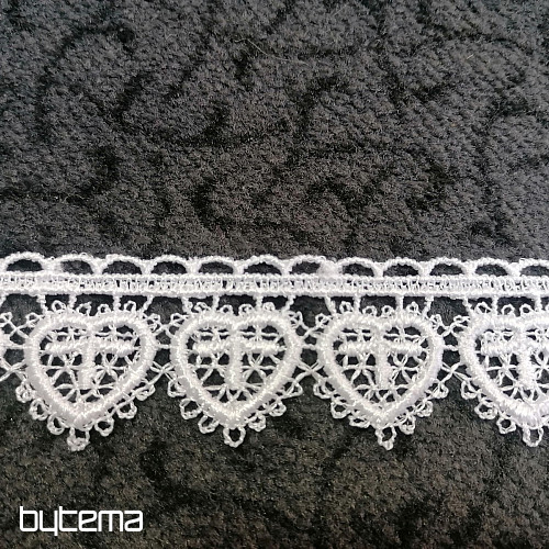 Čipka 5191/01 - 3 cm biela srdiečko