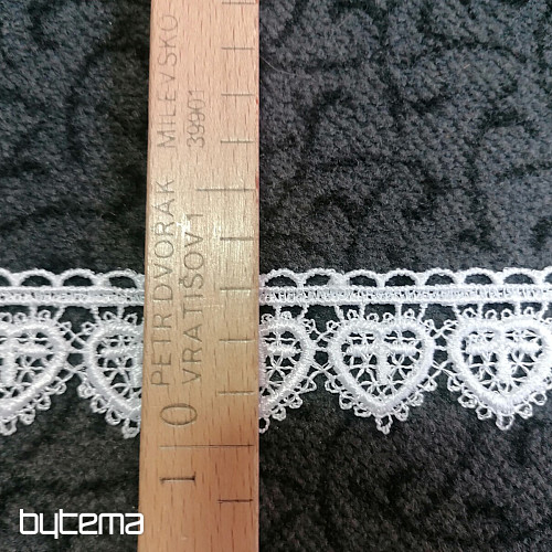 Čipka 5191/01 - 3 cm biela srdiečko