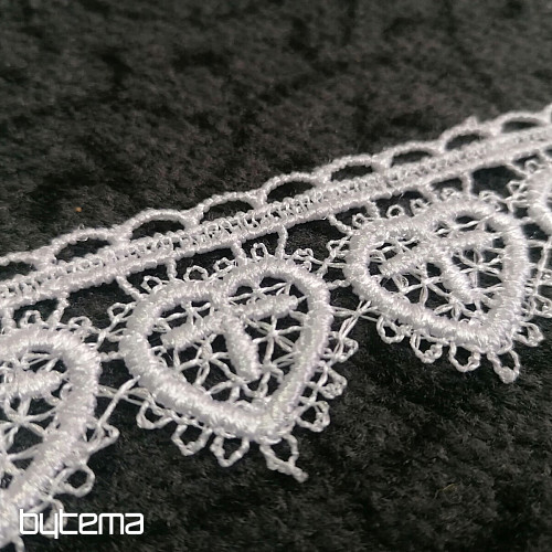 Čipka 5191/01 - 3 cm biela srdiečko