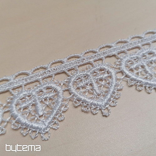 Čipka 5191/01 - 3 cm biela srdiečko
