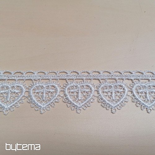 Čipka 5191/01 - 3 cm biela srdiečko