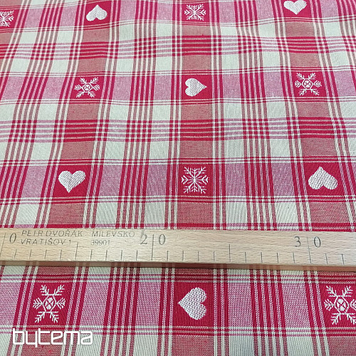 Vianočná dekoračná látka DUSTIN srdca