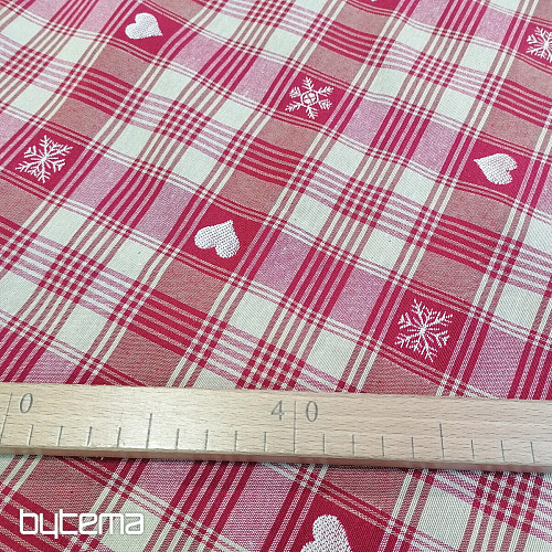 Vianočná dekoračná látka DUSTIN srdca