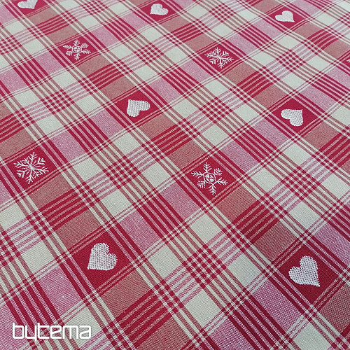 Vianočná dekoračná látka DUSTIN srdca