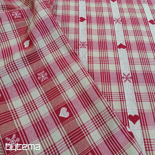 Vianočná dekoračná látka DUSTIN srdca