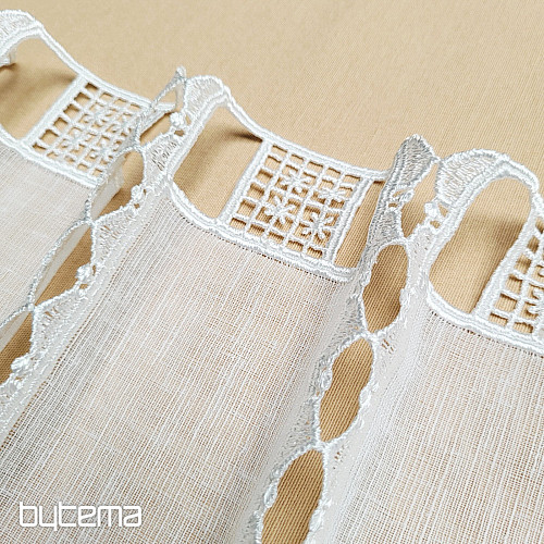 Luxusná vyšívaná záclona GERSTER na vitrážku 11756/030/0010 smotanová