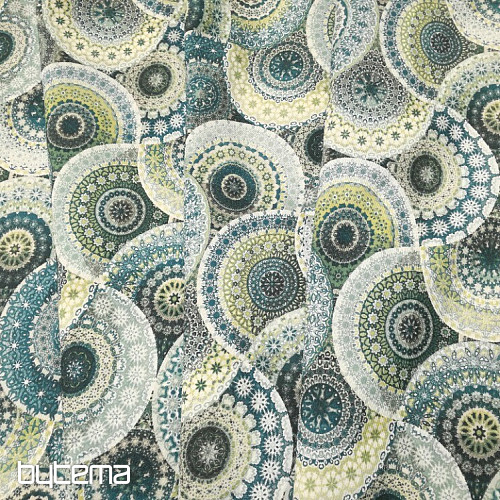 Dekoračná látka MANDALA modro zelená
