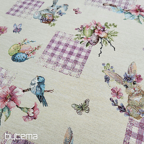 Gobelínová látka VEĽKONOČNÝ ZAJAČIK LILA