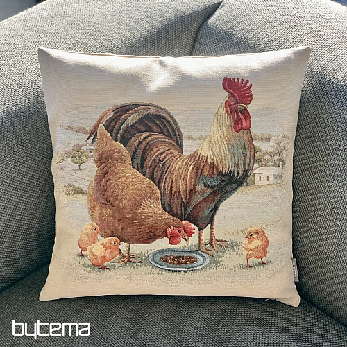 Gobelínová obliečka na vankúš SLEPAČIA RODINKA