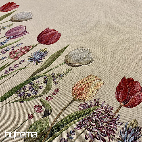 Gobelínový ubrus a šál TULIPÁNY BORDURA