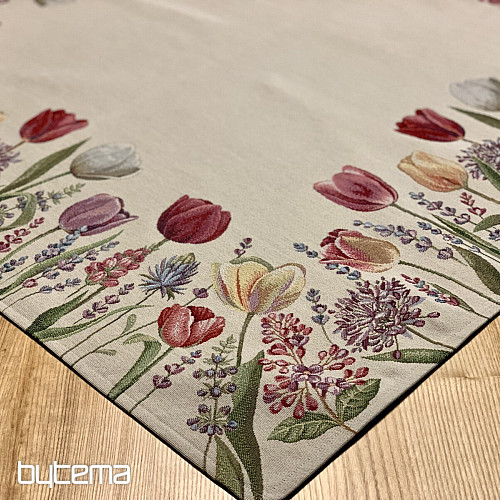 Gobelínový ubrus a šál TULIPÁNY BORDURA