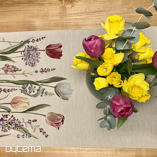 Gobelínový ubrus a šál TULIPÁNY BORDURA
