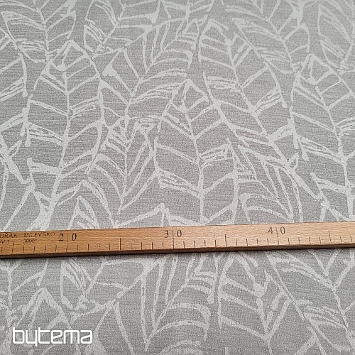 Dekoračná látka MALVIA listy ŠEDÁ