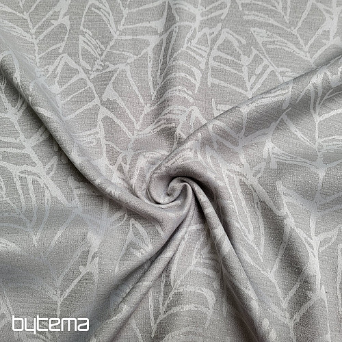 Dekoračná látka MALVIA listy ŠEDÁ