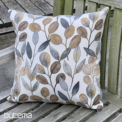 Dekoračný povlak LISTY HOJAS ŠEDÝ