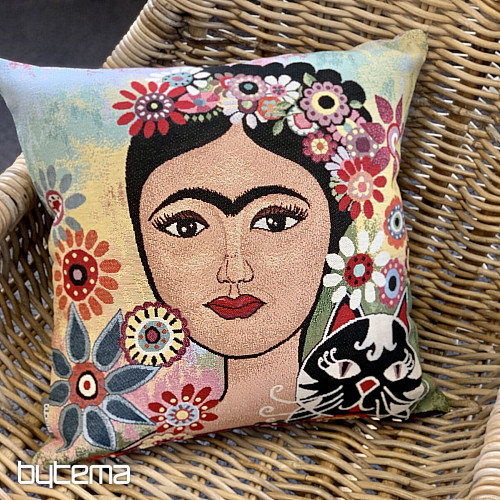 Gobelínový obliečka na vankúš FRIDA s mačkou