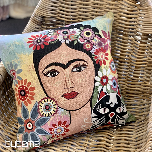 Gobelínový obliečka na vankúš FRIDA s mačkou