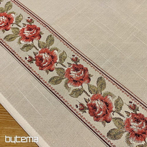 Vyšívaný ubrus a šál RŮŽIČKY