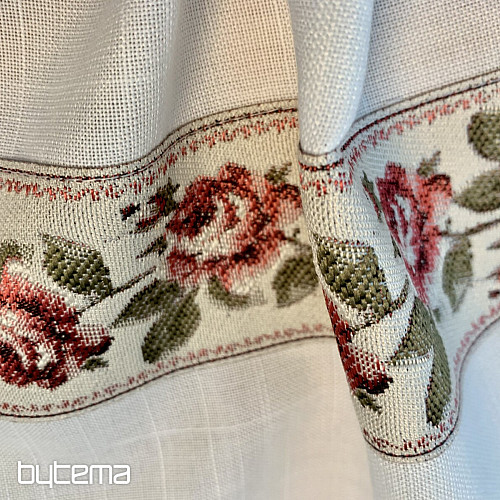 Vyšívaný ubrus a šál RŮŽIČKY