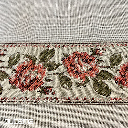 Vyšívaný ubrus a šál RŮŽIČKY