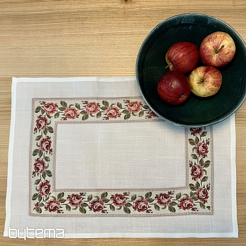 Vyšívaný ubrus a šál RŮŽIČKY