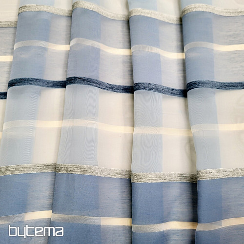Voálová záclona MODRO BIELEJ PRUHY