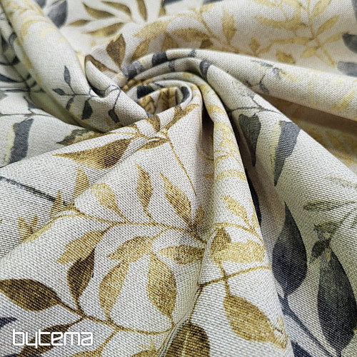 Dekoračná látka MARACAIBO listy sivé