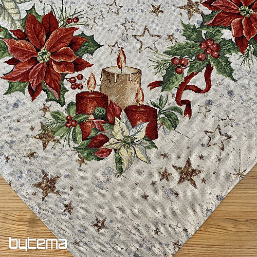 Gobelínový obrus a šál SVIEČKY NA HVIEZDACH