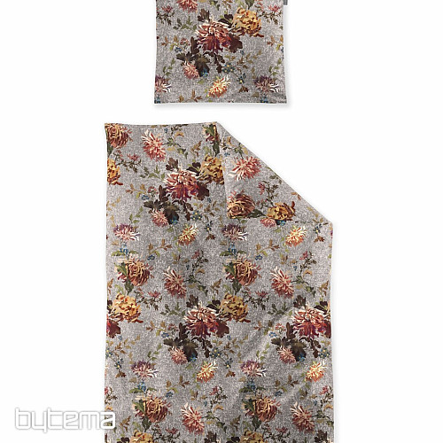 IRISETTE luxusné flanelové obliečky ZOBEL 8552-11 KVETY šedé