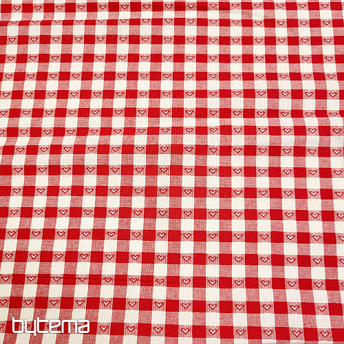 Dekoračná látka KANAFAS SOFI HEART červený