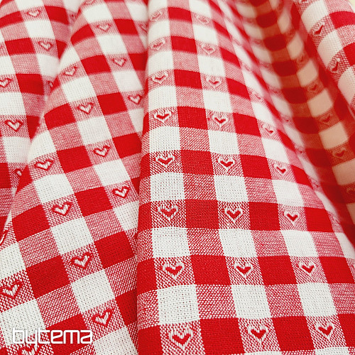 Dekoračná látka KANAFAS SOFI HEART červený
