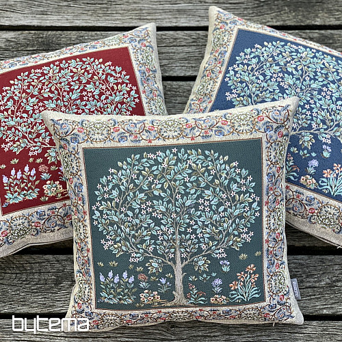 Gobelínový obliečka na vankúš STROM ŠŤASTIA modrý