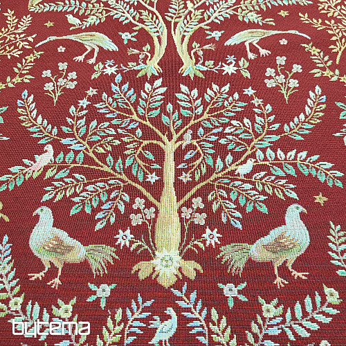 Gobelínová látka WILLIAM MORRIS bordó