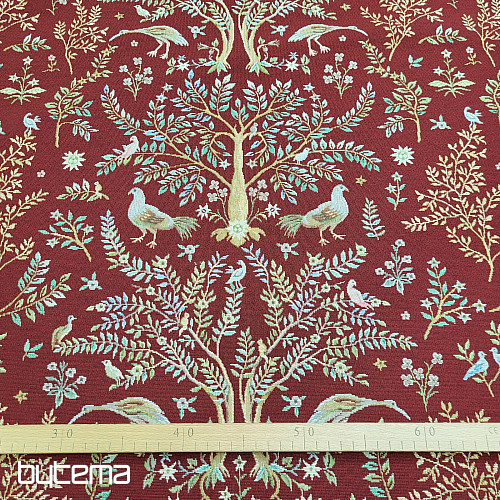 Gobelínová látka WILLIAM MORRIS bordó