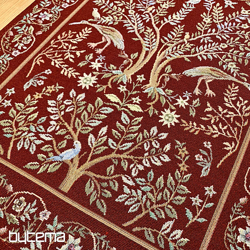 Gobelínový ubrus a šál WILLIAM MORRIS bordó