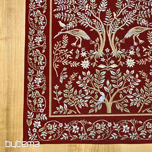 Gobelínový ubrus a šál WILLIAM MORRIS bordó