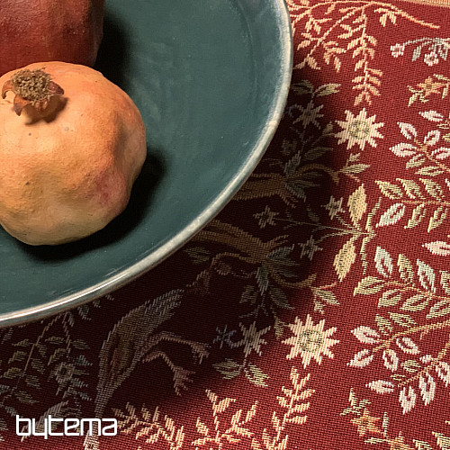 Gobelínový ubrus a šál WILLIAM MORRIS bordó